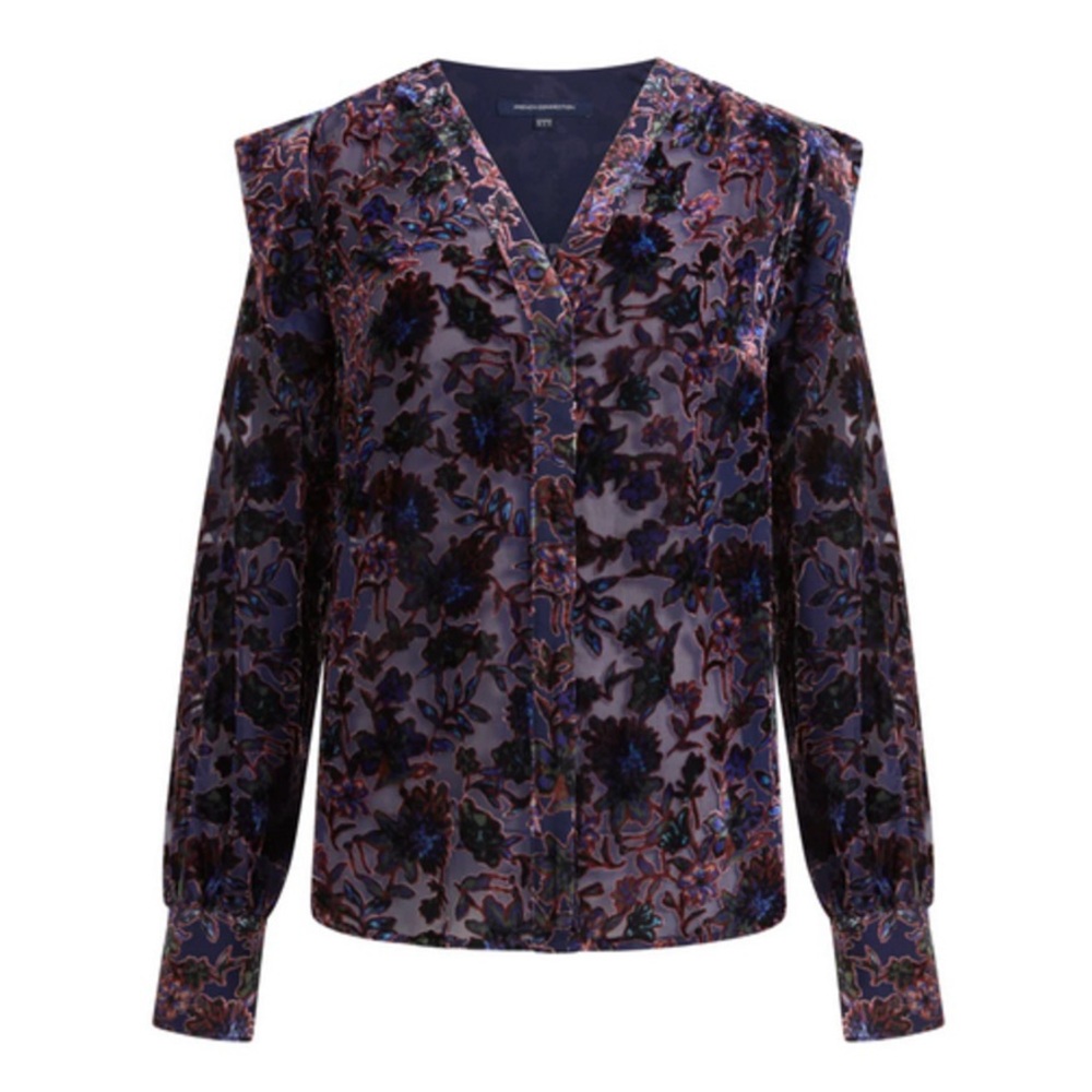 NEW French Connection Indigo Hayden Burnout Top Size 8 Women’s Medium